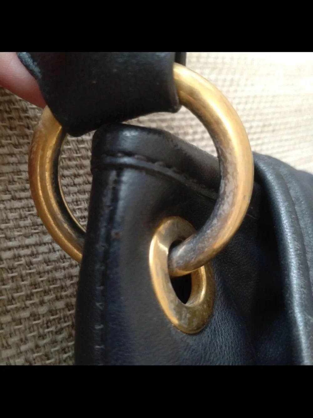 Miu Miu Black Ruched Leather Shoulder Bag with Gold Hardware